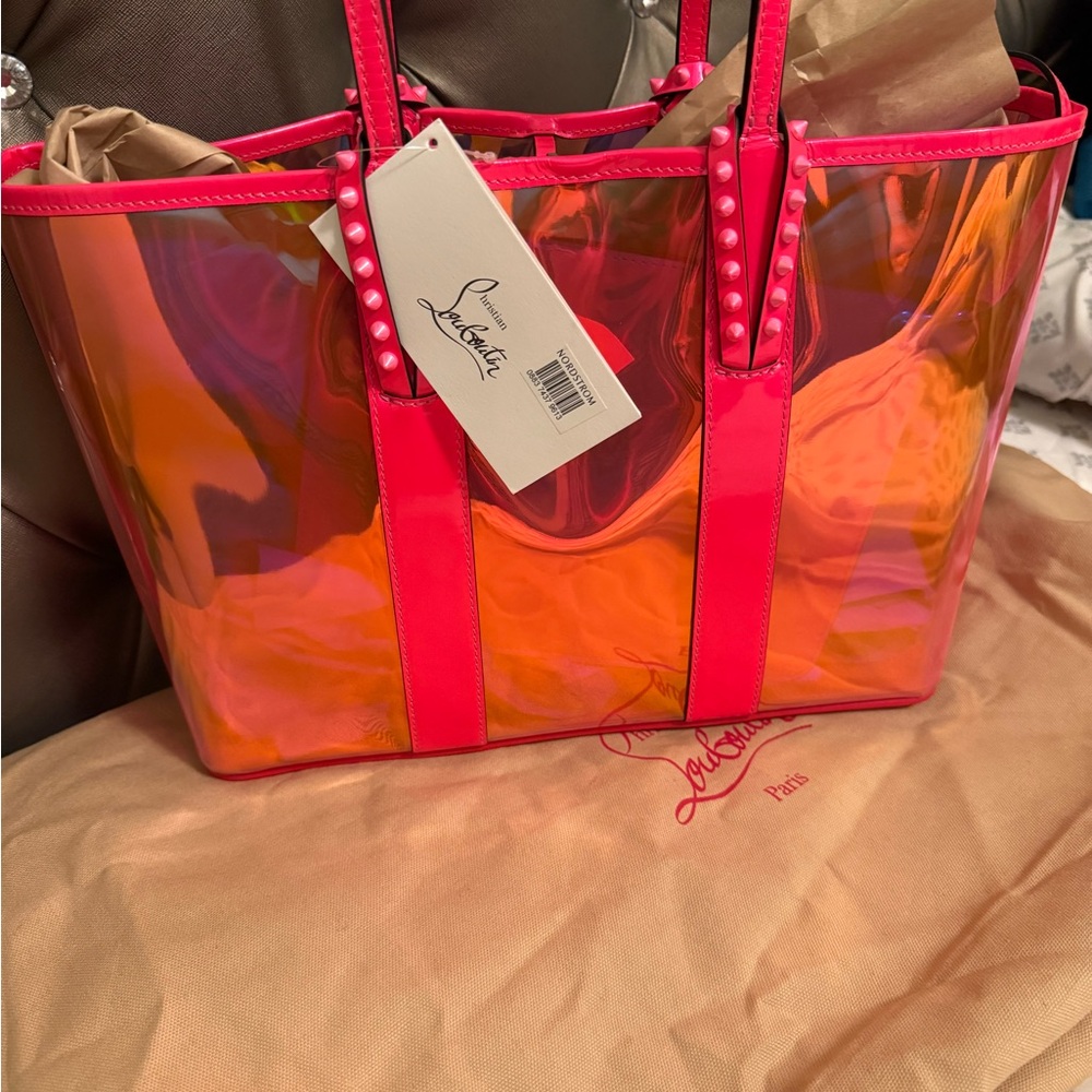 NWT Christian Louboutin PVC Spikes East West Cabata Tote Retails 1,500 - Picture 5 of 17